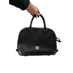 Dooney & Bourke Zip Zip Black Pebbled Leather Satchel Handbag Purse GS